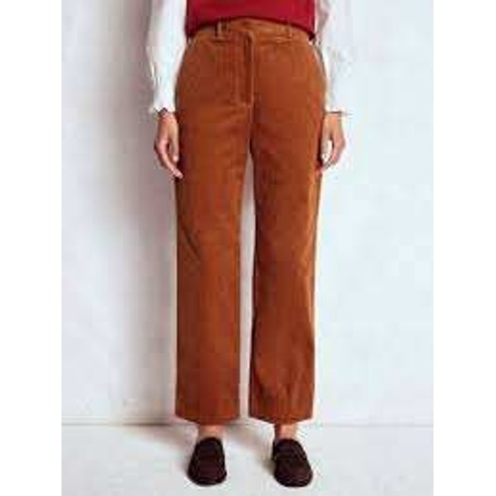 Boden Canonbury Cord Trousers Women Size 0 Rust Brown Straight Leg High Rise